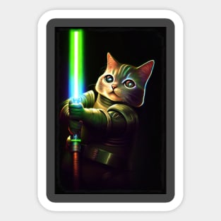 Fun Cat Print ~ AI Art ~ Fantasy Cat ~ Sci-fi Cat ~ Cats with Lightsabers Sticker